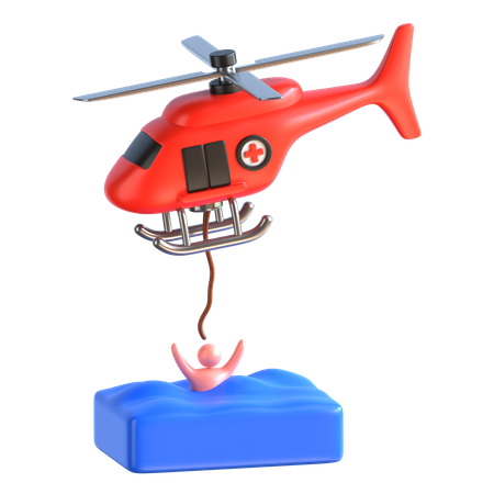 Rescate en helicóptero  3D Icon