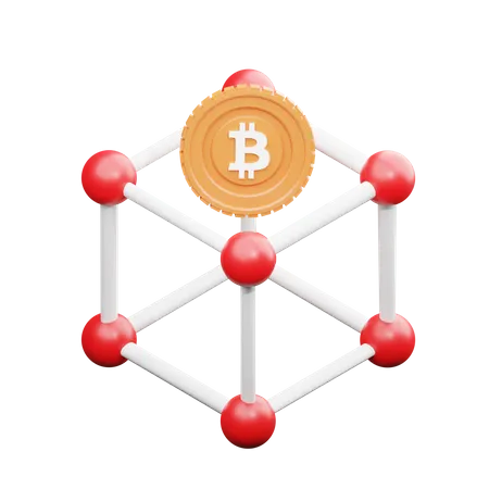Réseau de blockchain Bitcoin  3D Illustration