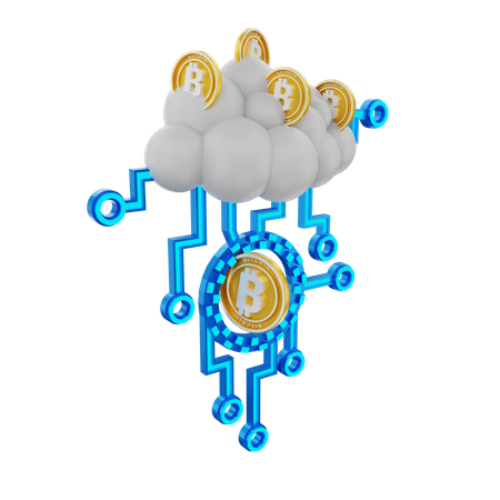 Réseau cloud Bitcoin  3D Illustration