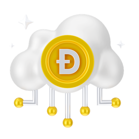 Réseau cloud dogecoin  3D Icon