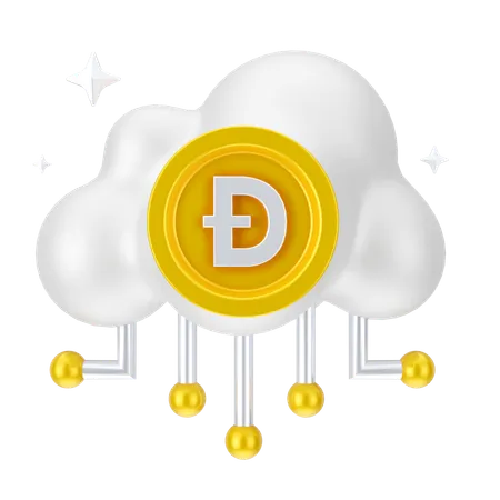 Réseau cloud dogecoin  3D Icon