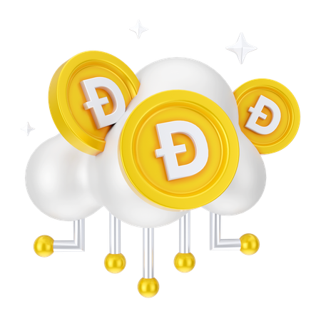 Réseau cloud dogecoin  3D Icon