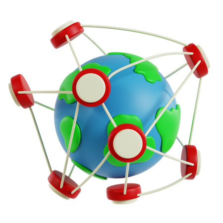 Réseau de connectivité mondial  3D Icon