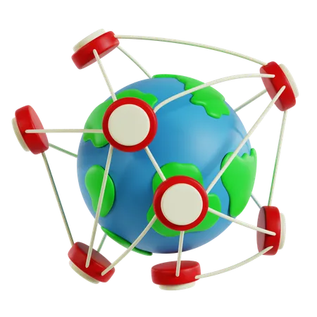 Réseau de connectivité mondial  3D Icon