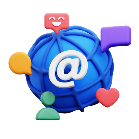 Réseau de médias sociaux  3D Icon