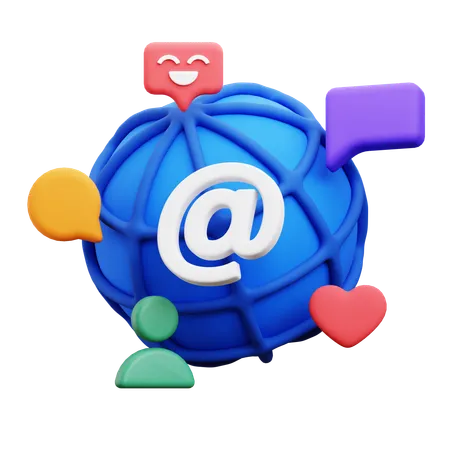 Réseau de médias sociaux  3D Icon