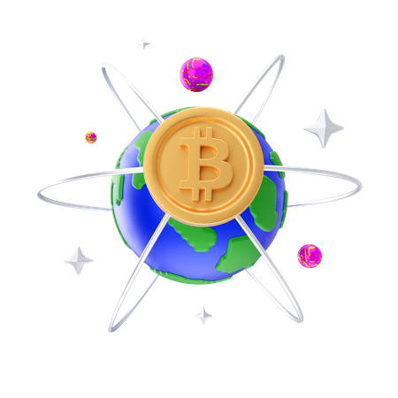 Réseau mondial Bitcoin  3D Illustration