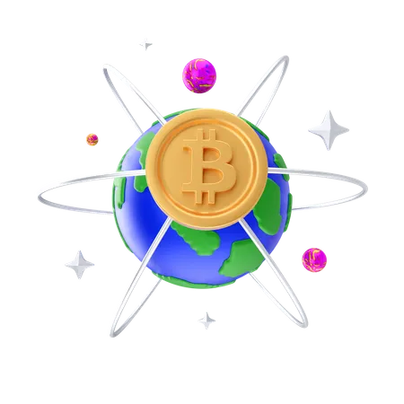 Réseau mondial Bitcoin  3D Illustration