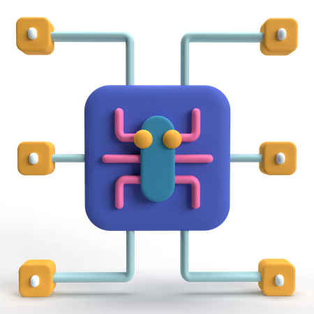 Réseau de logiciels malveillants  3D Icon