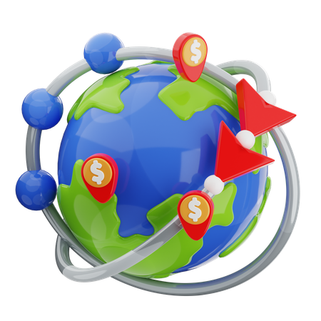 Réseau mondial  3D Icon