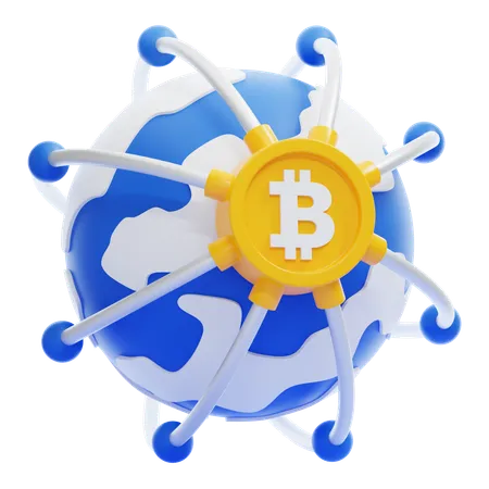 Réseau mondial Bitcoin  3D Icon