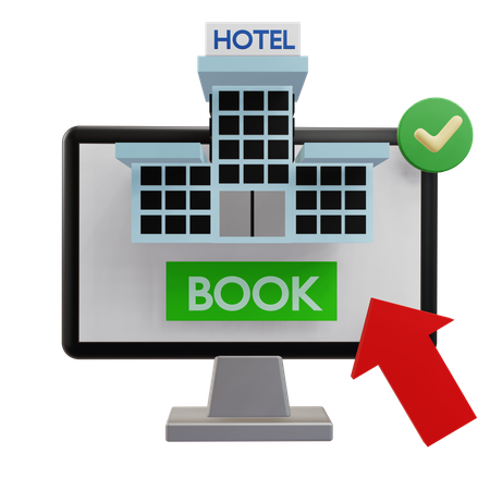 Reserva de hotel en línea  3D Icon