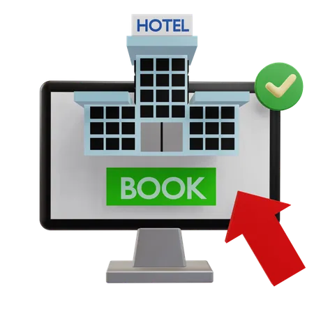 Reserva de hotel en línea  3D Icon