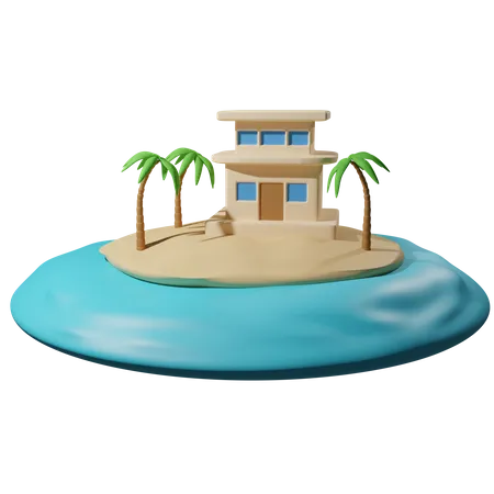 Resort on beach  3D Icon