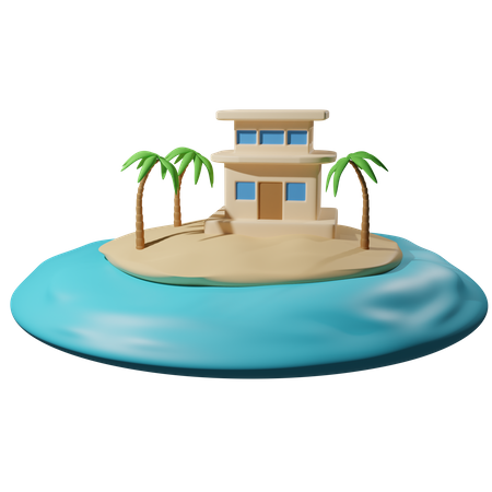 Resort on beach  3D Icon