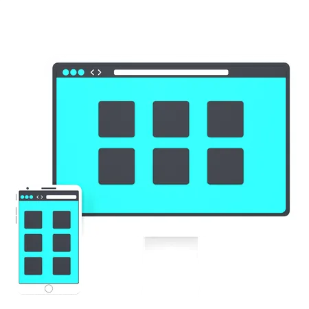 3 D Computer And Smartphone For Responsive Design 3D Icon