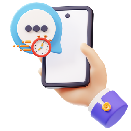 Respuesta rápida con el teléfono inteligente en la mano  3D Icon