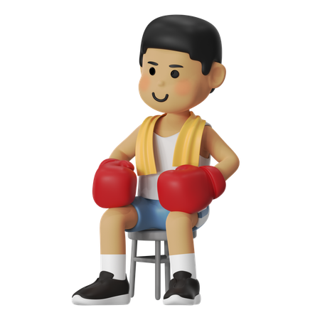 Rest Corner Boxing Boy  3D Illustration
