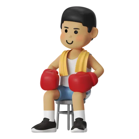 Rest Corner Boxing Boy  3D Illustration