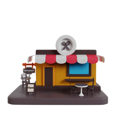 Restaurant Building  3D Icon