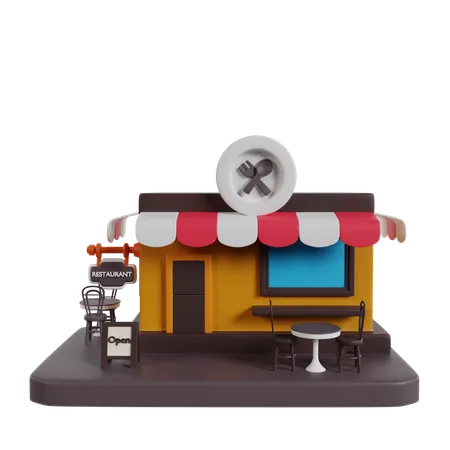 Restaurant Building  3D Icon