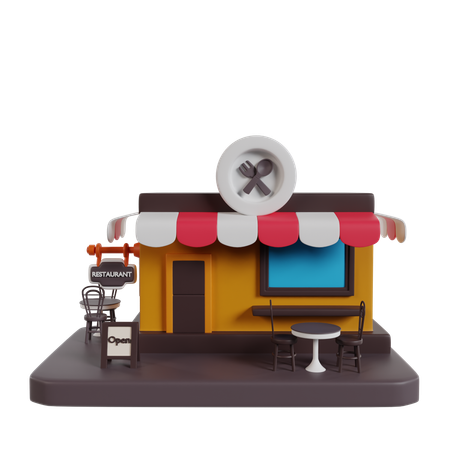 Restaurant Building  3D Icon