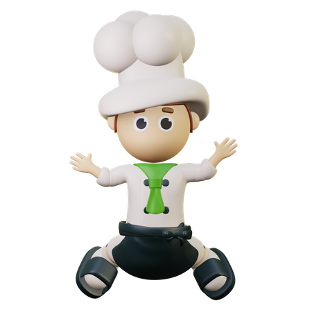 Restaurant chef jumping  3D Illustration