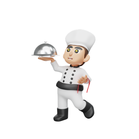 Restaurant Chef Serving Food  3D Illustration