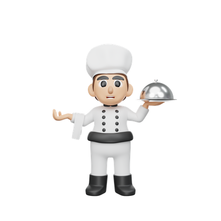 Restaurant Chef Serving Food  3D Illustration