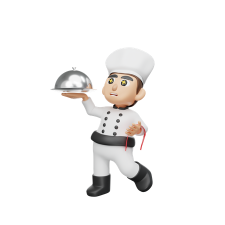 Restaurant Chef Serving Food 3D Illustration