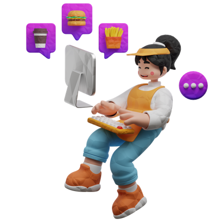 Restaurant Waiter Confirming Online Order  3D Illustration