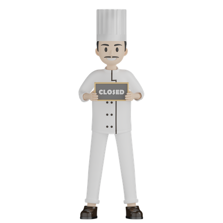 Chef de restaurante sosteniendo una tabla cercana  3D Illustration