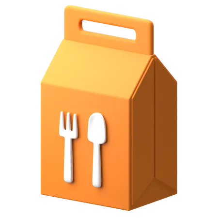 Caixa de comida para viagem de restaurante  3D Icon