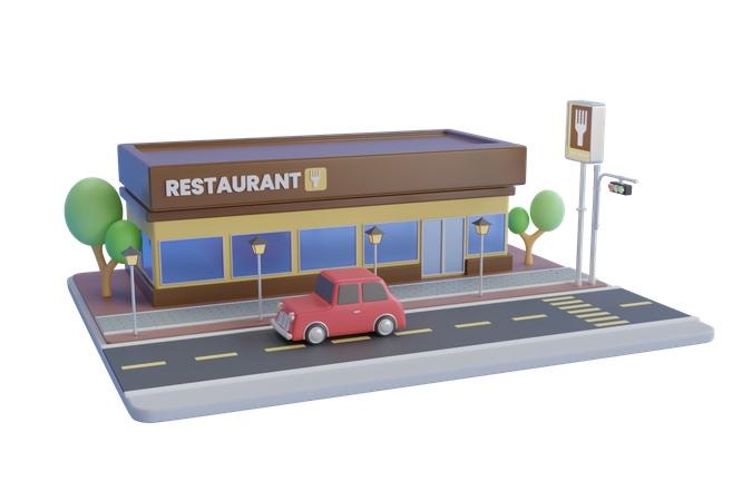 Restaurante fast food  3D Illustration