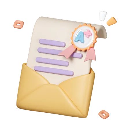 Mail And Certificate Icon Symbols Newsletter Gift Voucher Legal Documents Award Diploma Concept Icon Symbol Clipping Path Education 3 D Render Illustration Cartoon Minimal Style 3D Icon