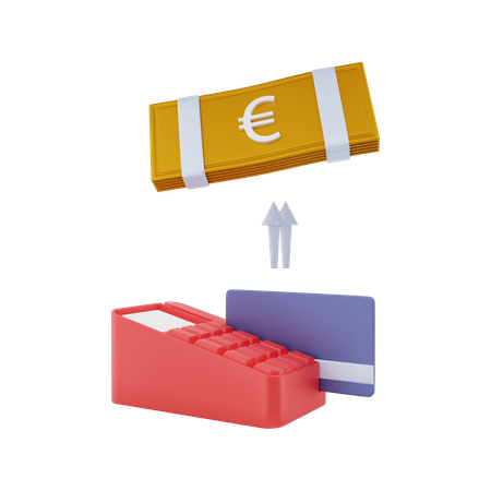 Retiro de dinero en euros  3D Illustration