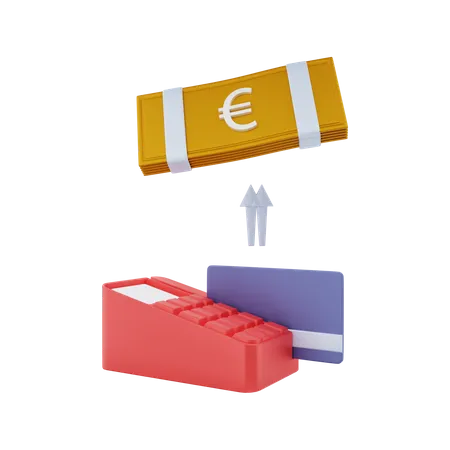 Retiro de dinero en euros  3D Illustration