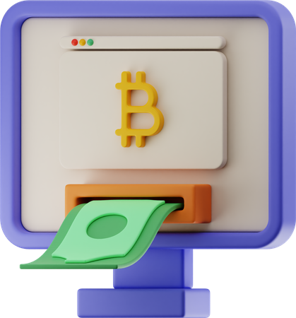 Retrait de bitcoin en ligne  3D Illustration