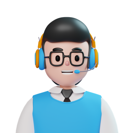 Retrato de servicio de llamada al cliente masculino  3D Icon