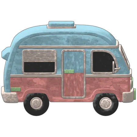 Retro Camper Van  3D Icon