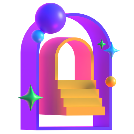 Portal de escada neon futurista retrô  3D Icon