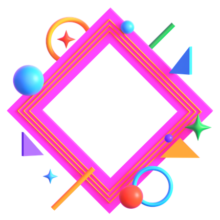 Retro Futurista Neon Geométrico Diamante  3D Icon