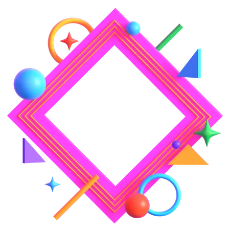 Retro Futurista Neon Geométrico Diamante  3D Icon