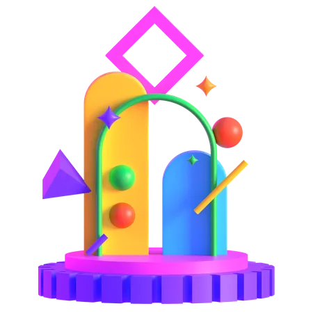 Meio arco neon futurista retrô  3D Icon