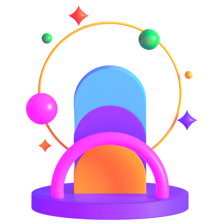 Retro Futurista Neon Sunset Gateway  3D Icon