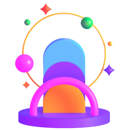 Retro Futurista Neon Sunset Gateway  3D Icon