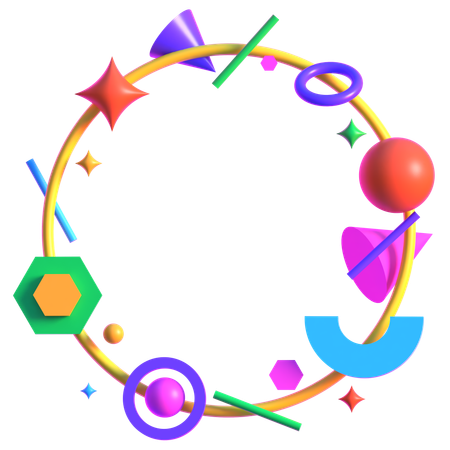 Retro Futuristic Circular Cosmic Halo  3D Icon