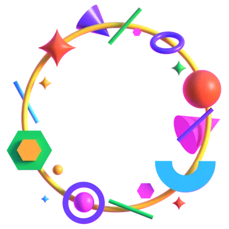 Retro Futuristic Circular Cosmic Halo  3D Icon