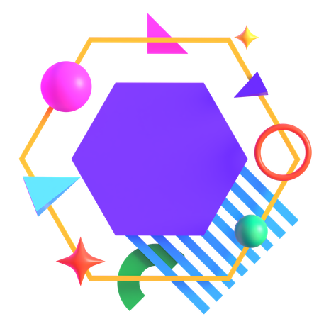 Retro Futuristic Hexagonal Frame  3D Icon