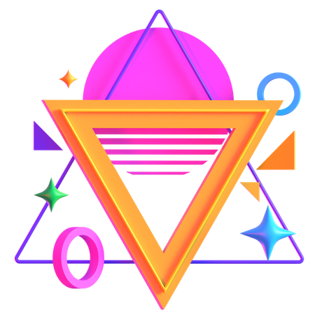 Retro Futuristic Illuminated Triangle Platform  3D Icon